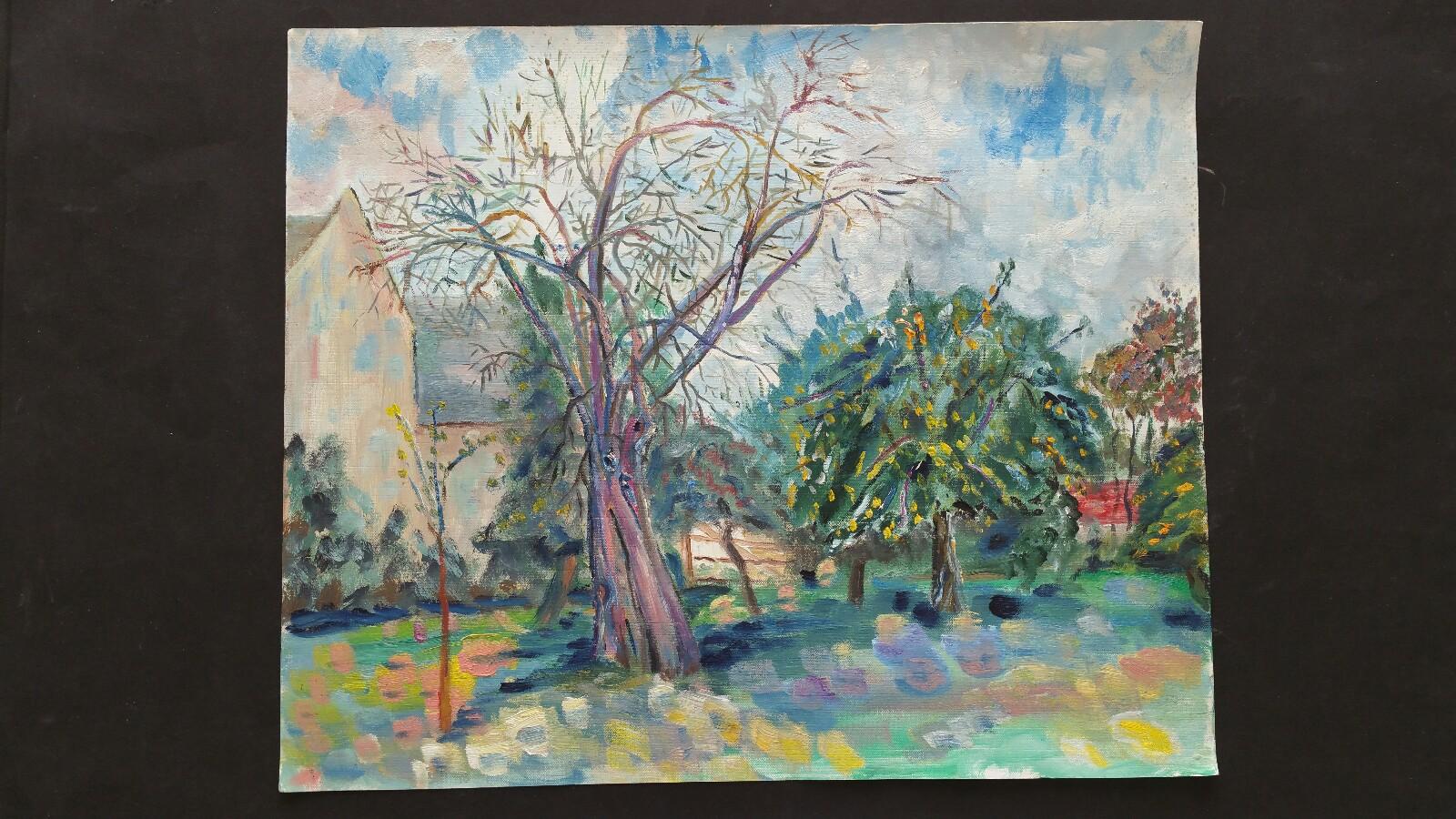 20th Century French Oil Painting Garden in Provence For Sale 3