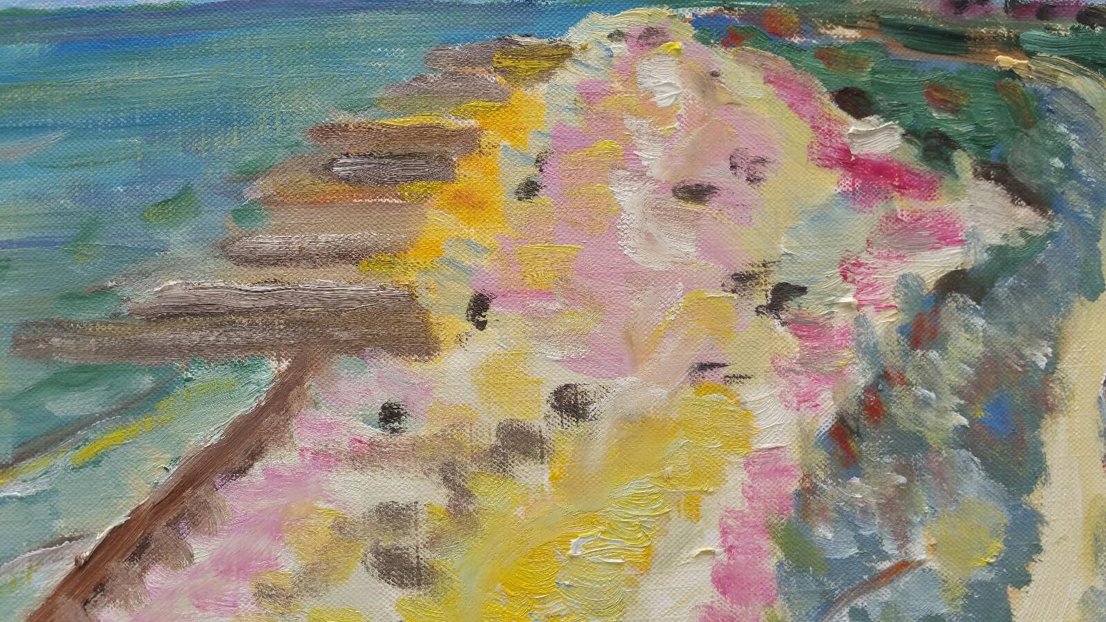 20th Century French Oil Painting High Summer Coastline For Sale 4