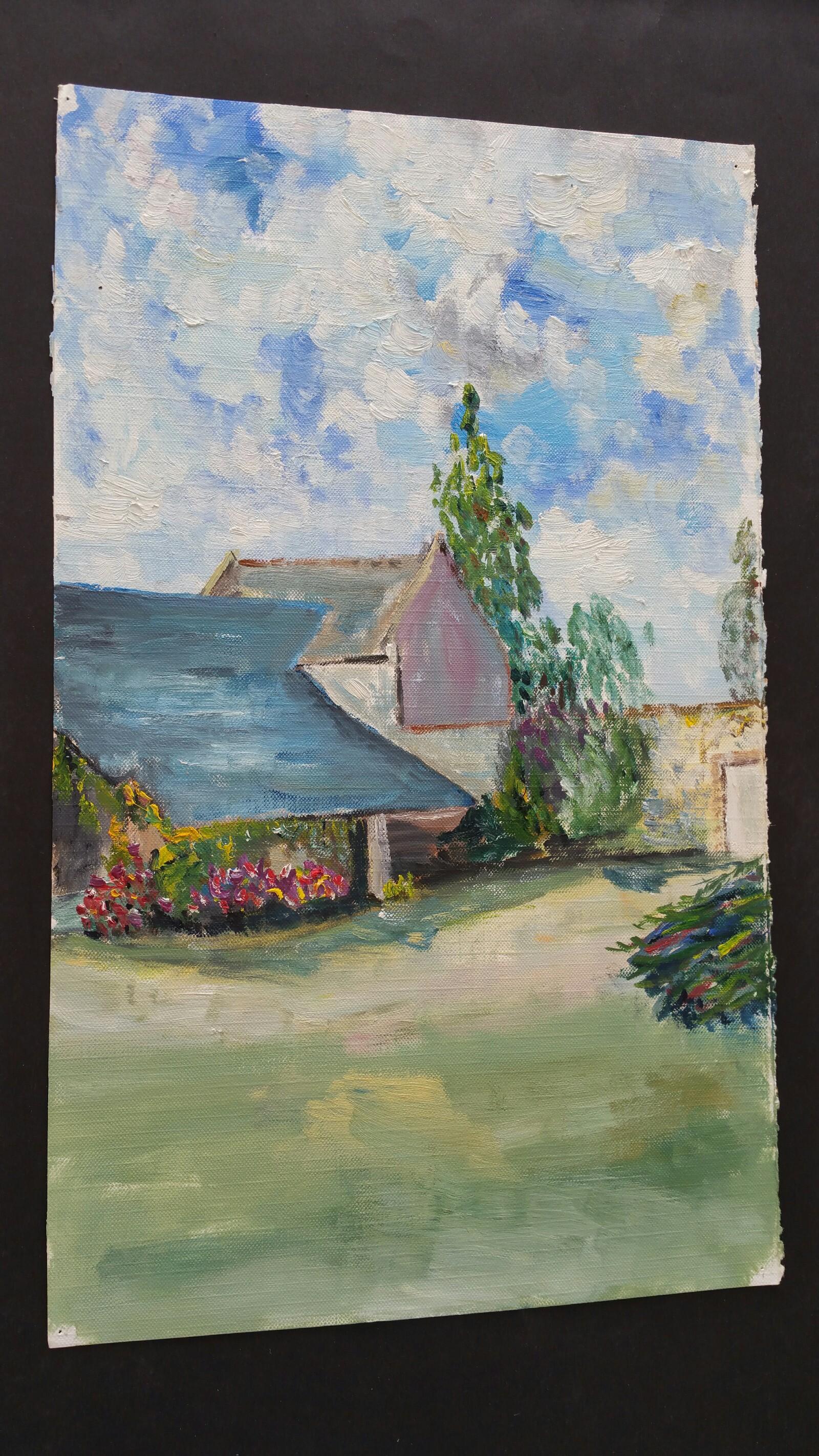 20th Century French Oil Painting Provence Farm Garden 3