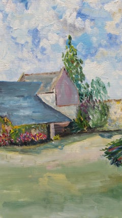 20th Century French Oil Painting Provence Farm Garden
