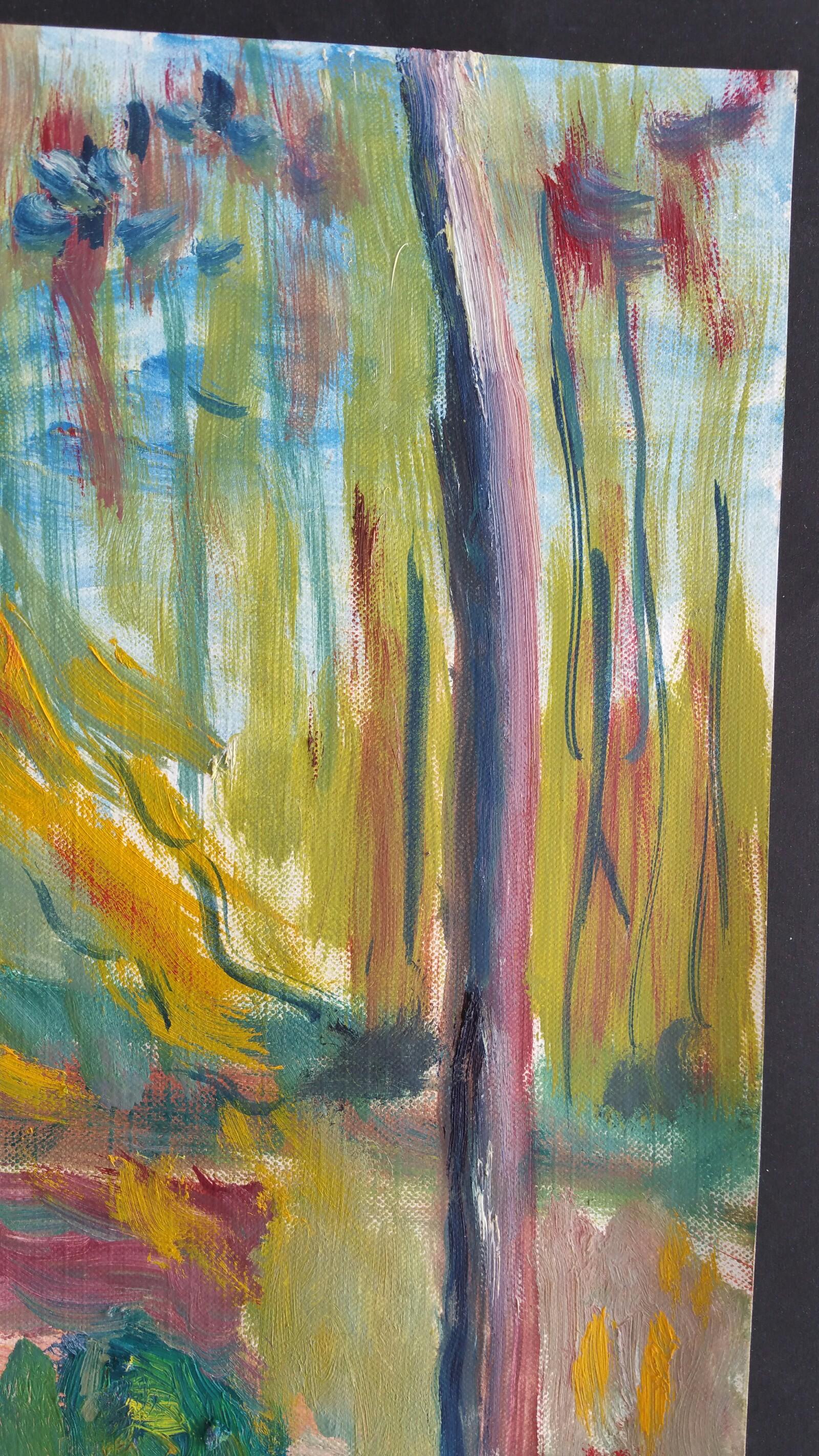 Pittura a olio francese del 20° secolo, bosco provenzale - Painting Impressionismo di Unknown