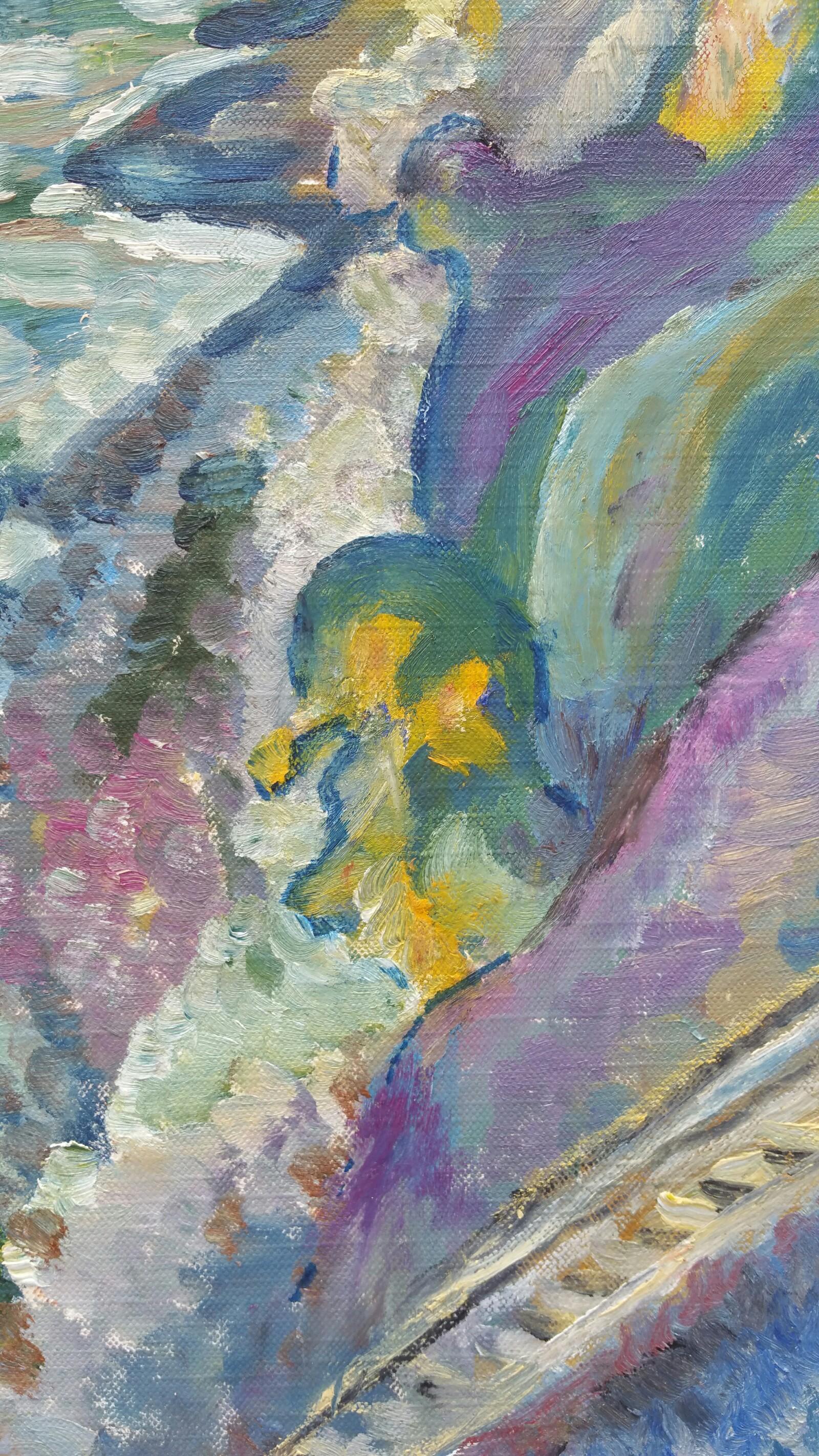 Peinture à l'huile française du 20ème siècle représentant une côte rocheuse en vente 4