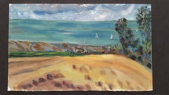 20th Century French Oil Painting Sails Below the Hay Field