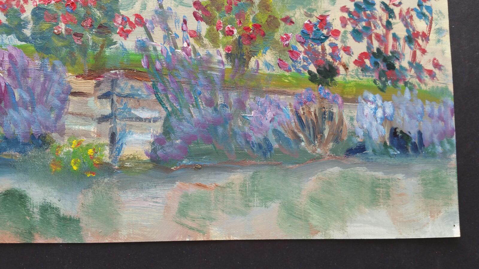 20th Century French Oil Painting Summer Garden Border 2