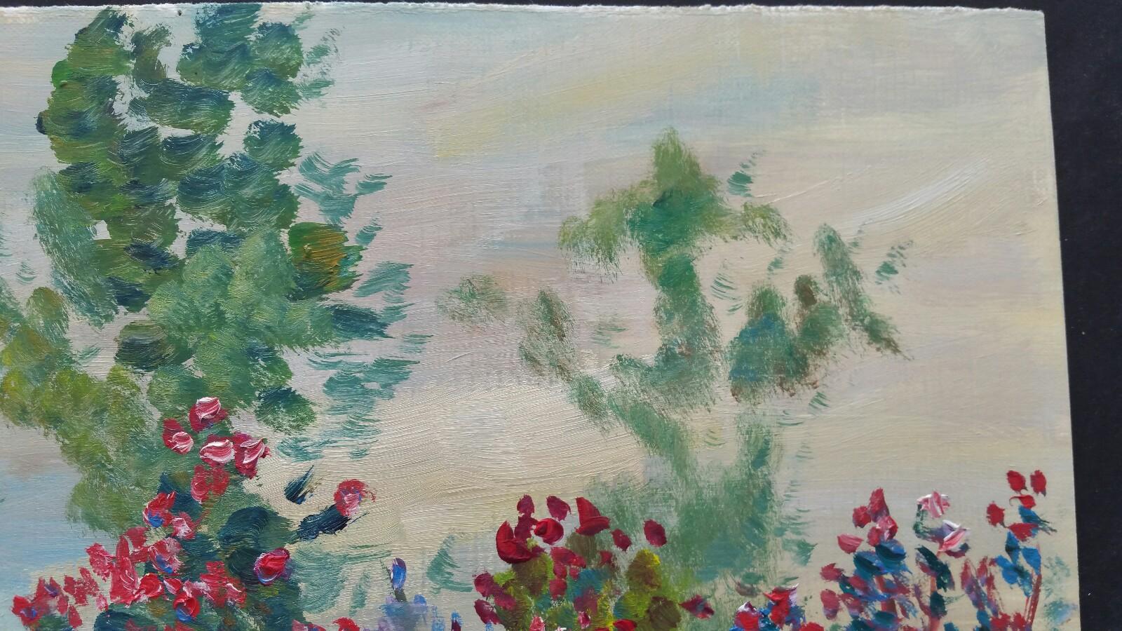 20th Century French Oil Painting Summer Garden Border 3