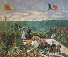 Peinture à l'huile signée "Terrasse a Ste Adresses":: d'après Claude Monet