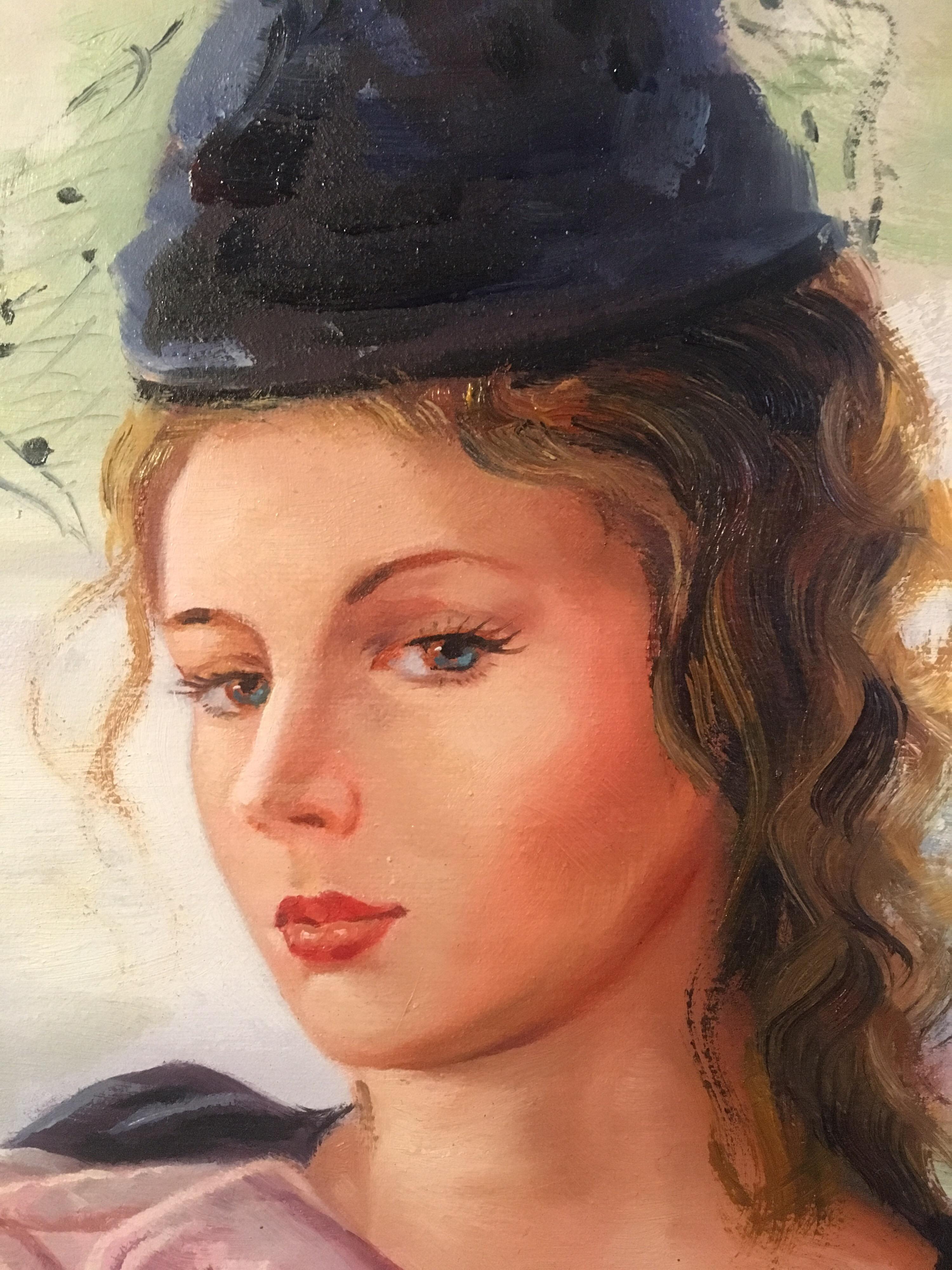 Cafe Society, Impressionist Portrait, Original Oil Painting 1
