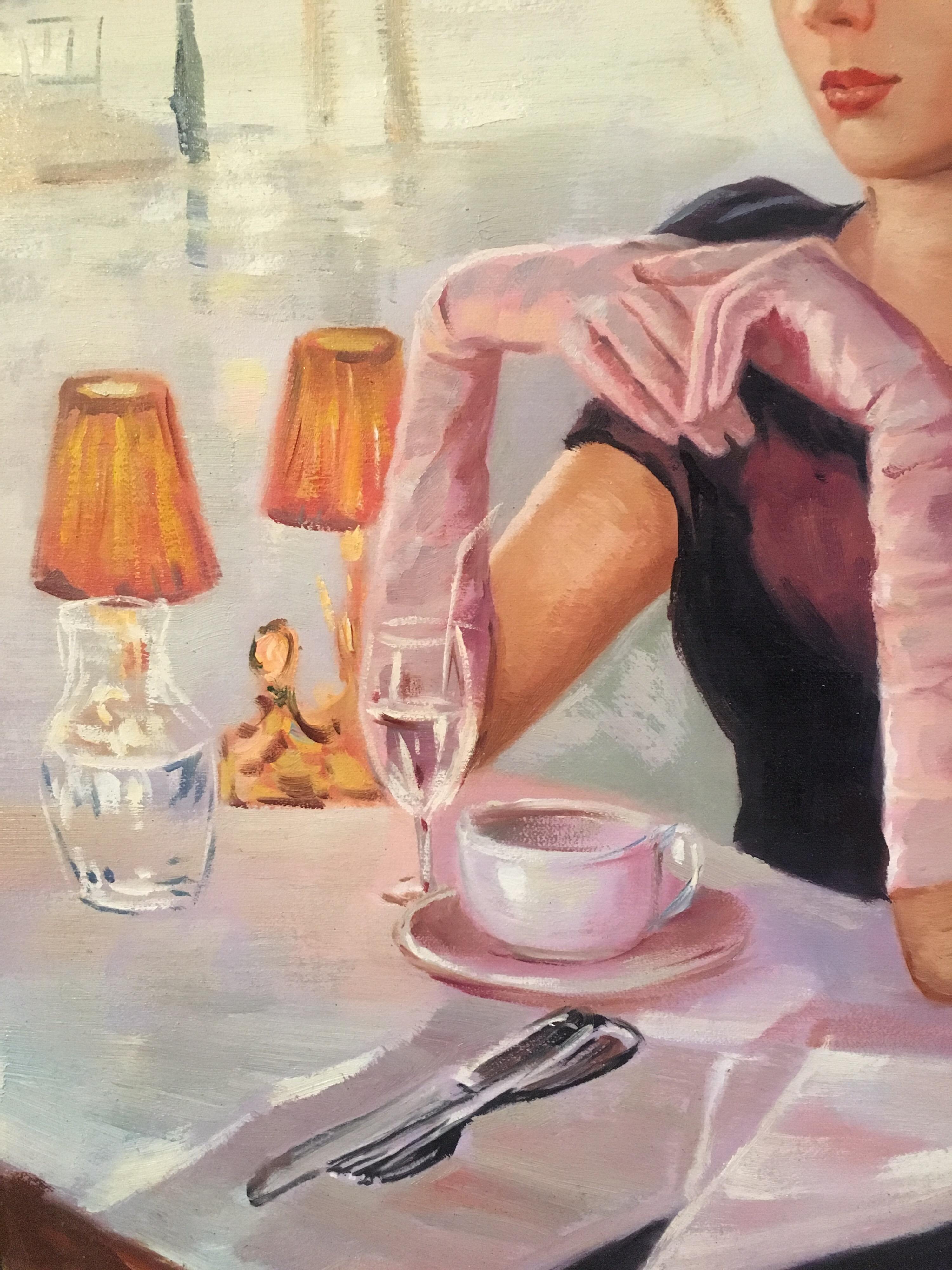 Cafe Society, Impressionist Portrait, Original Oil Painting 2