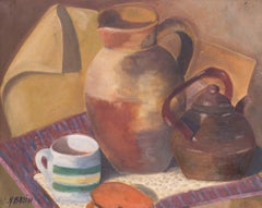 French 20th Century Post Impressionist still life of kettle, cup and jug