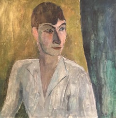 Impressionist Portrait, Picasso Style, Original Oil Painting, Signed