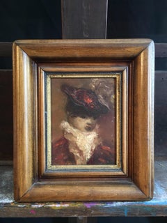 Lady of Importance, peinture à l'huile impressionniste colorée, encadrée