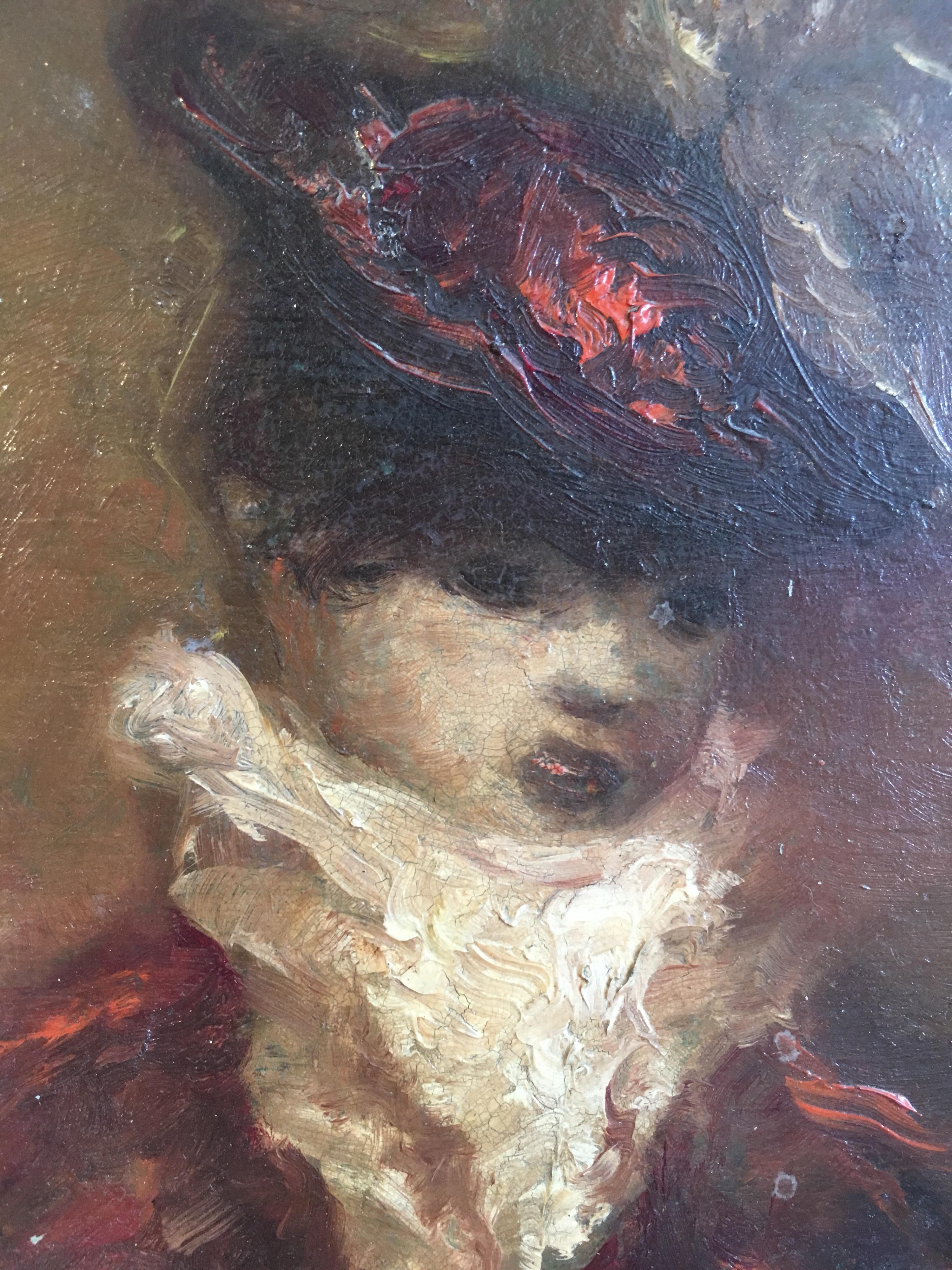 Lady of Importance, peinture à l'huile impressionniste colorée, encadrée en vente 2