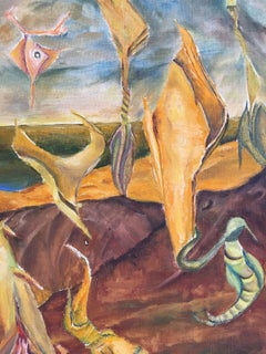 Mid 20th century French Surrealist Oil Painting