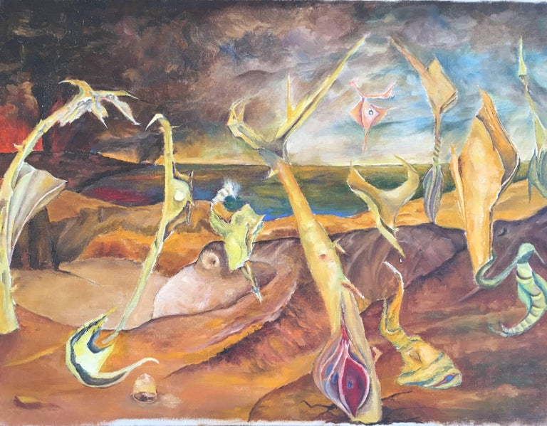 French School Mid 20th century French Surrealist Oil Painting