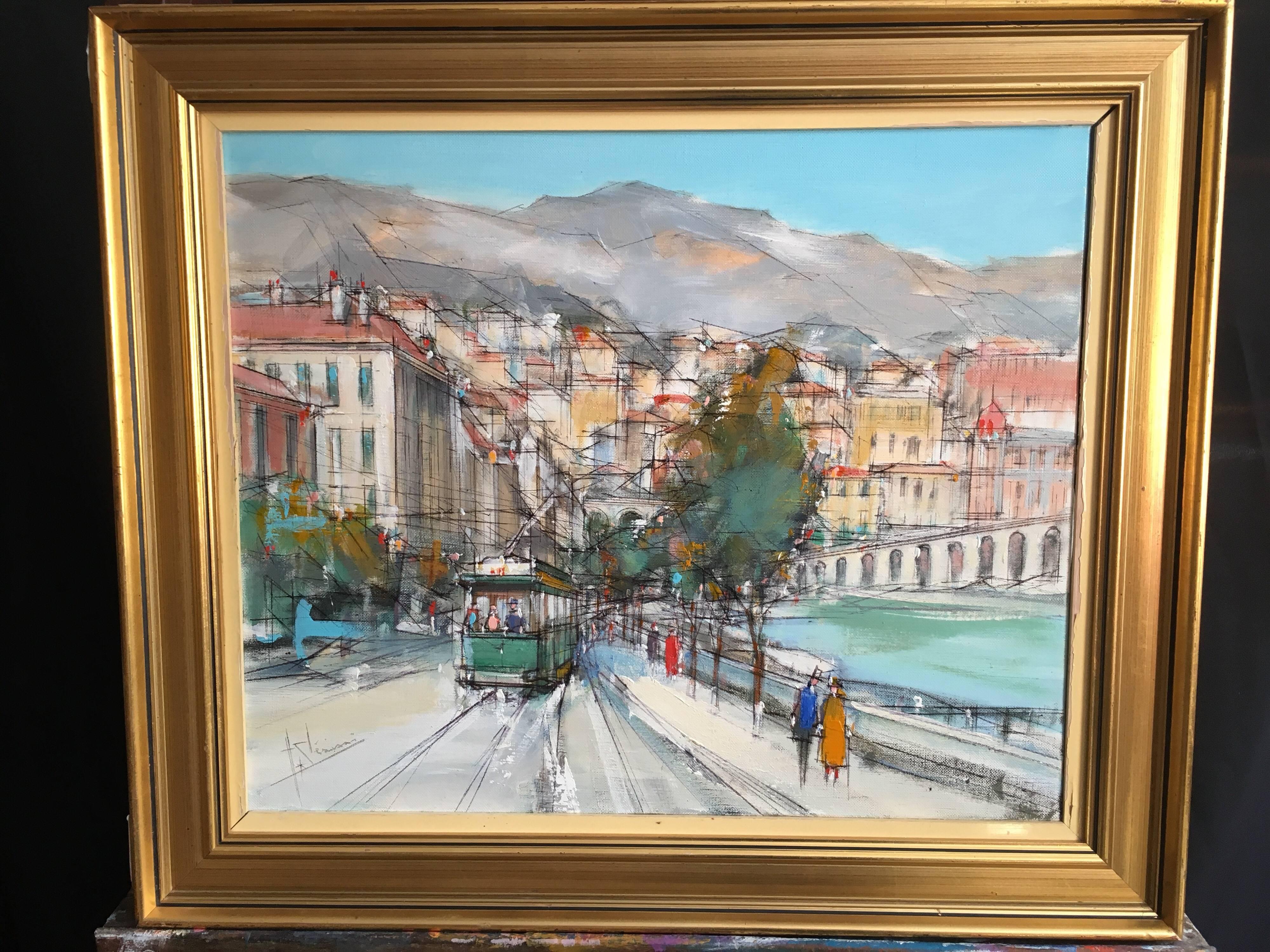 Architectural Landscape of Monte-Carlo Oil Painting, European City, Signed
French School, late Century
Signed by the artist on the lower left hand corner
Oil painting on canvas, framed
Frame size: 19.5 x 22.5 inches

Very stylish impressionist oil