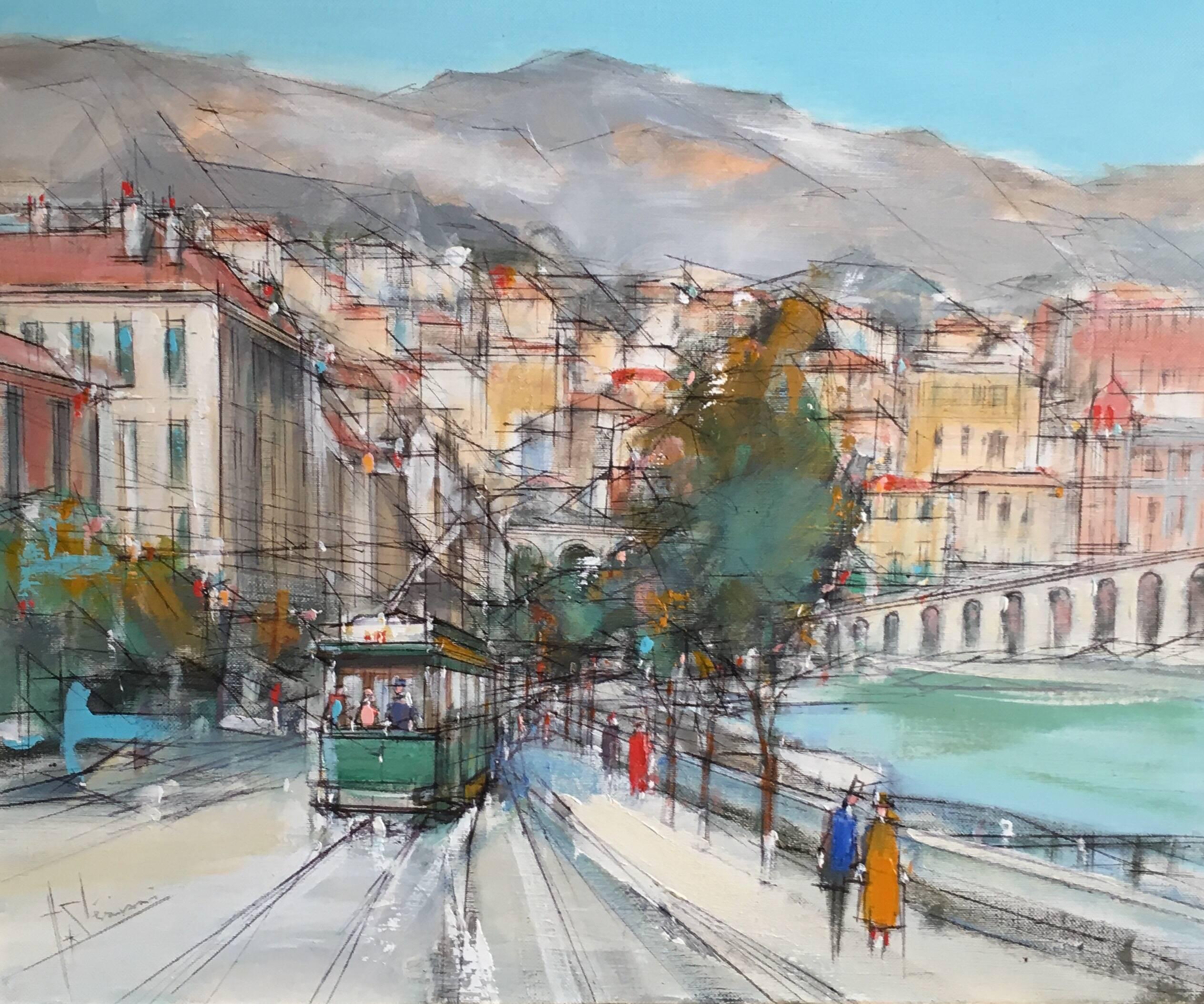 Landscape Painting Unknown - Peinture à l'huile signée Monte-Carlo