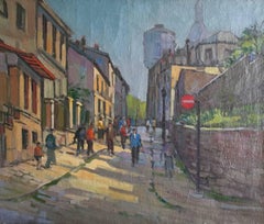 Montmartre Paris, Busy Street, Large Impressionist Oil