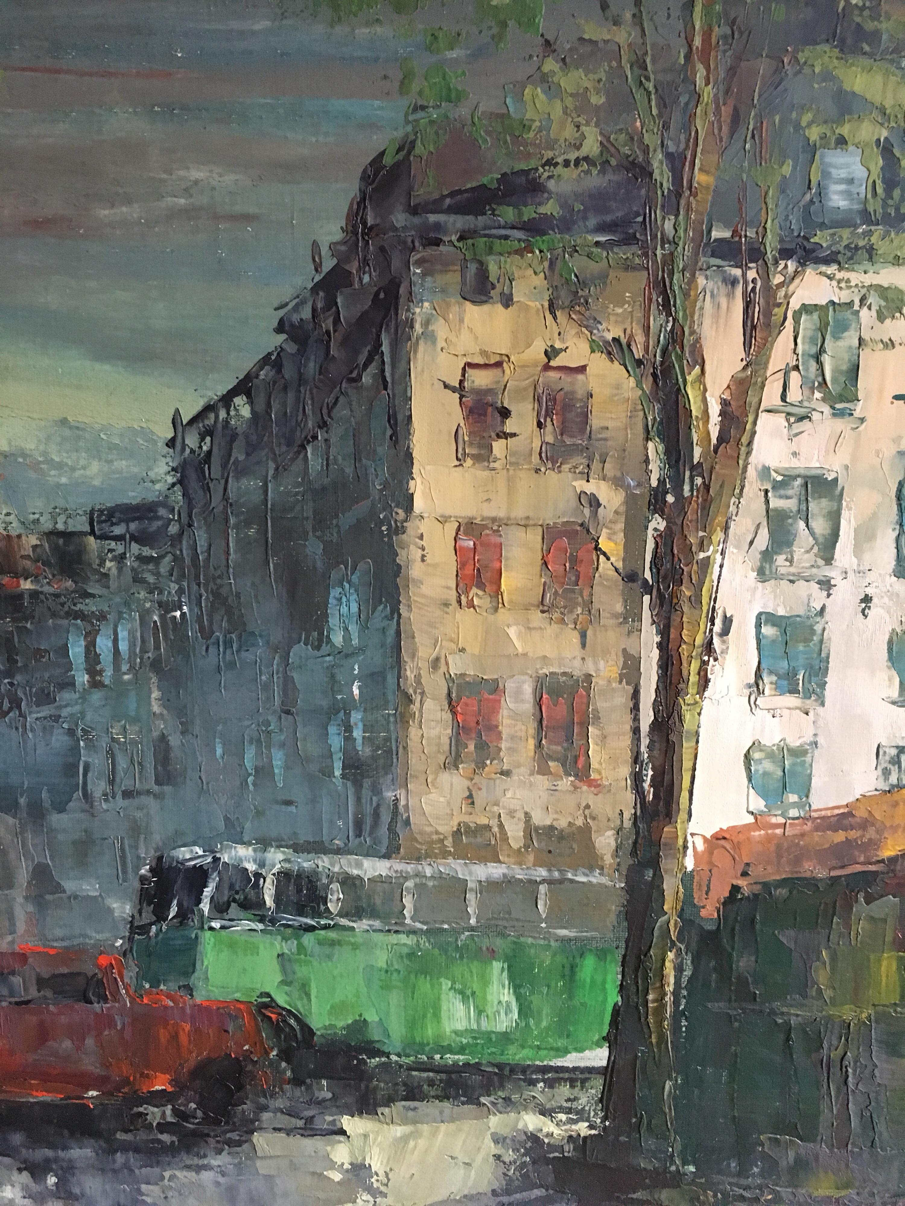 Parisian Flower Market, Large Impressionist Landscape, Oil Painting For Sale 2