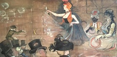 Vintage The Tavern, Impressionist French Oil Painting after Toulouse-Lautrec