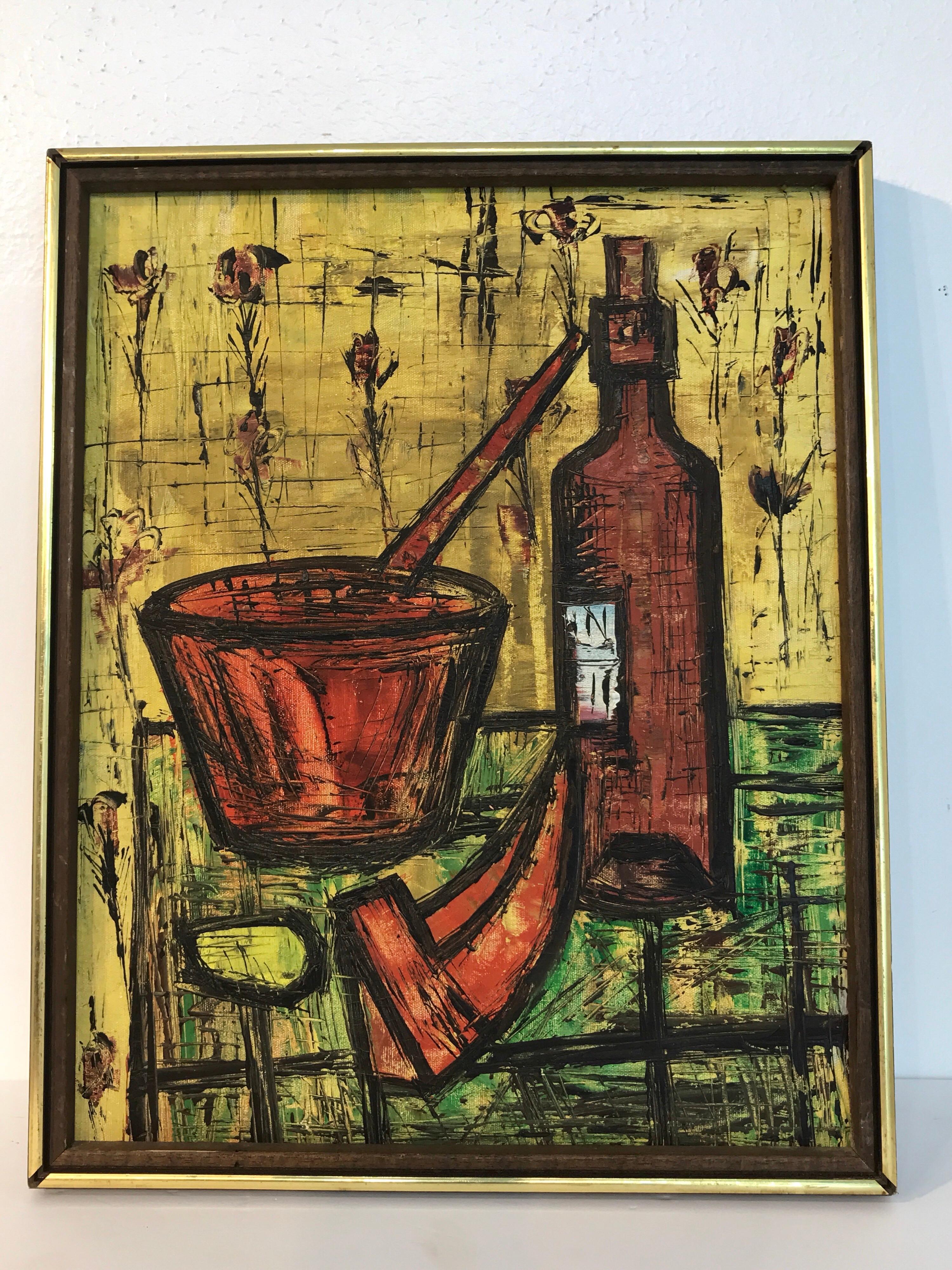 French School Still Life in the Manner of Bernard Buffet For Sale 1