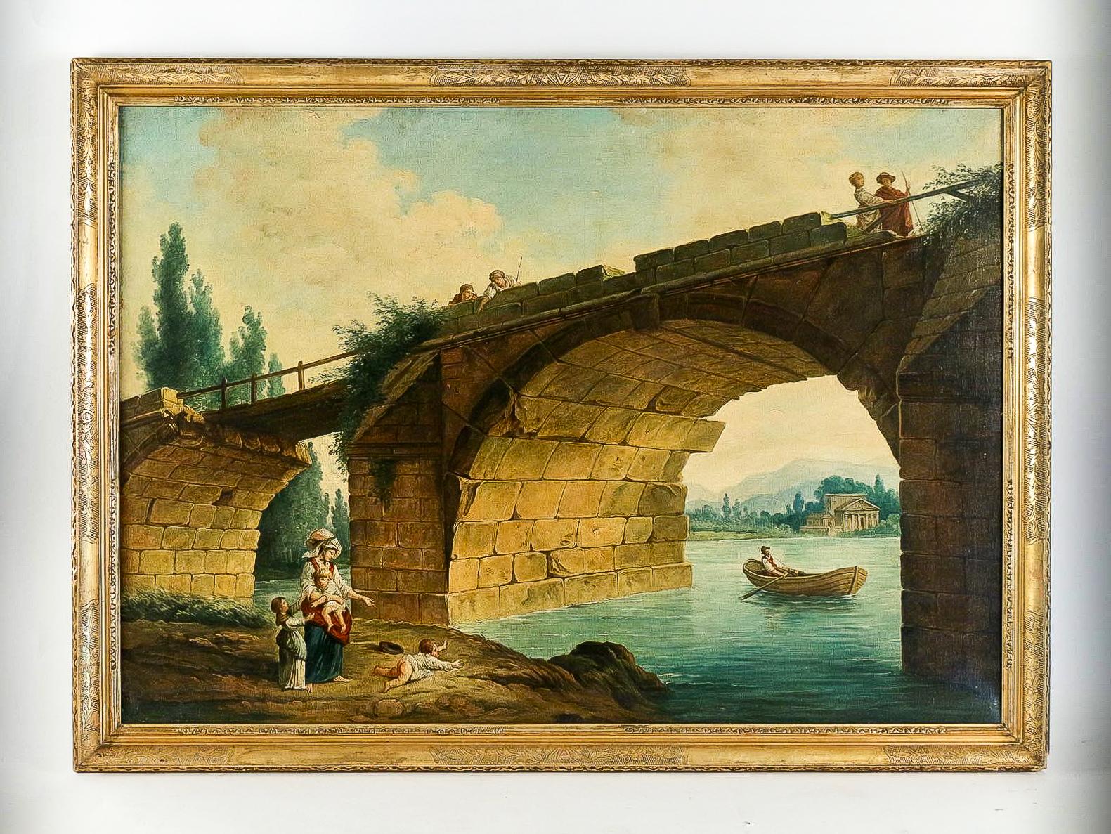 French School, The Footbridge in Ruin to the manner of Hubert Robert, circa 1820

An interesting and ornamental oil on canvas, interpretation of the painting 