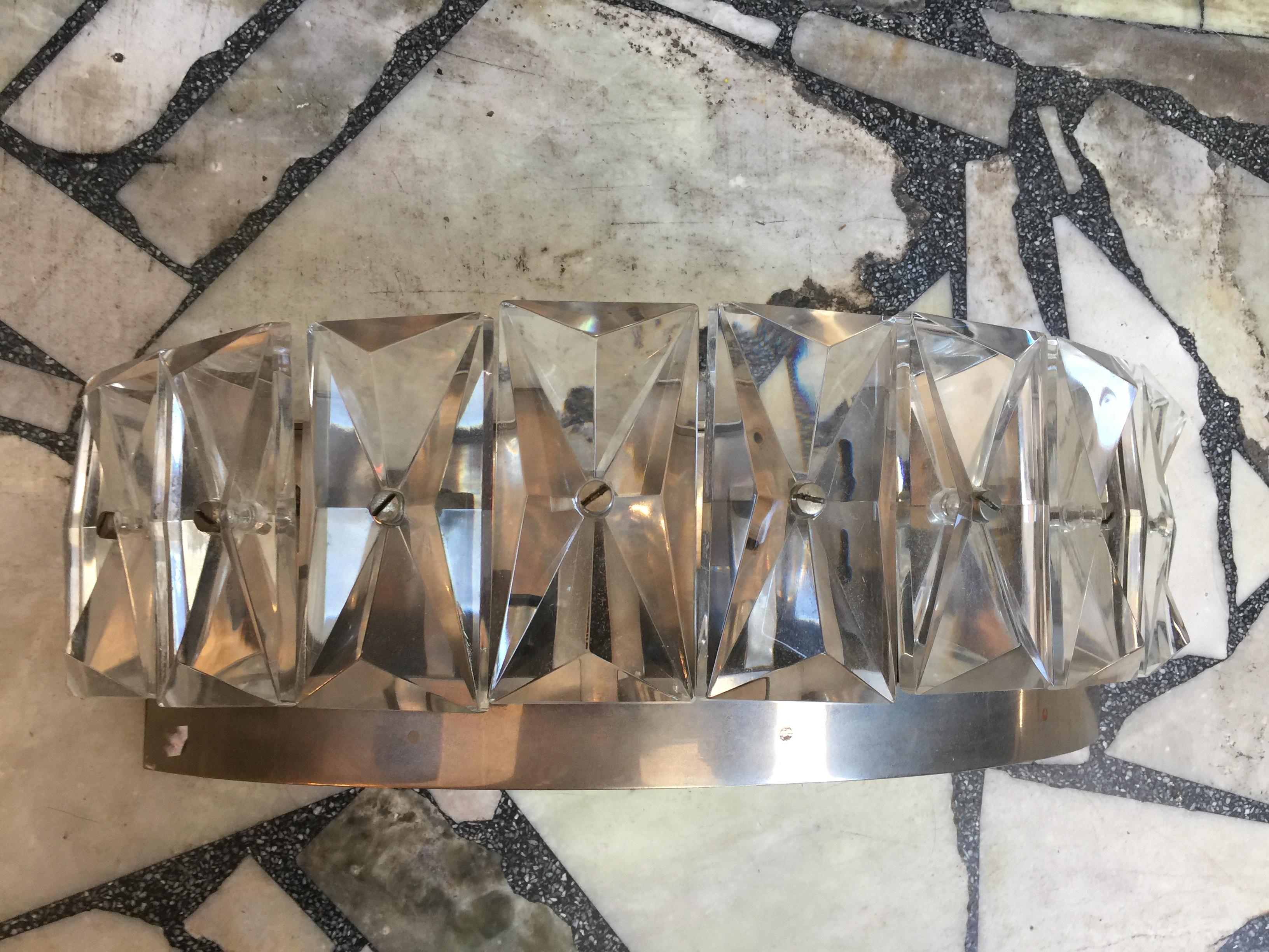 Mid-20th Century French Sconce in Crystal and chrome For Sale