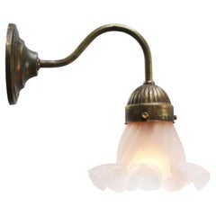 French Sconces Wall Lamps Satin Glass & Brass Flower