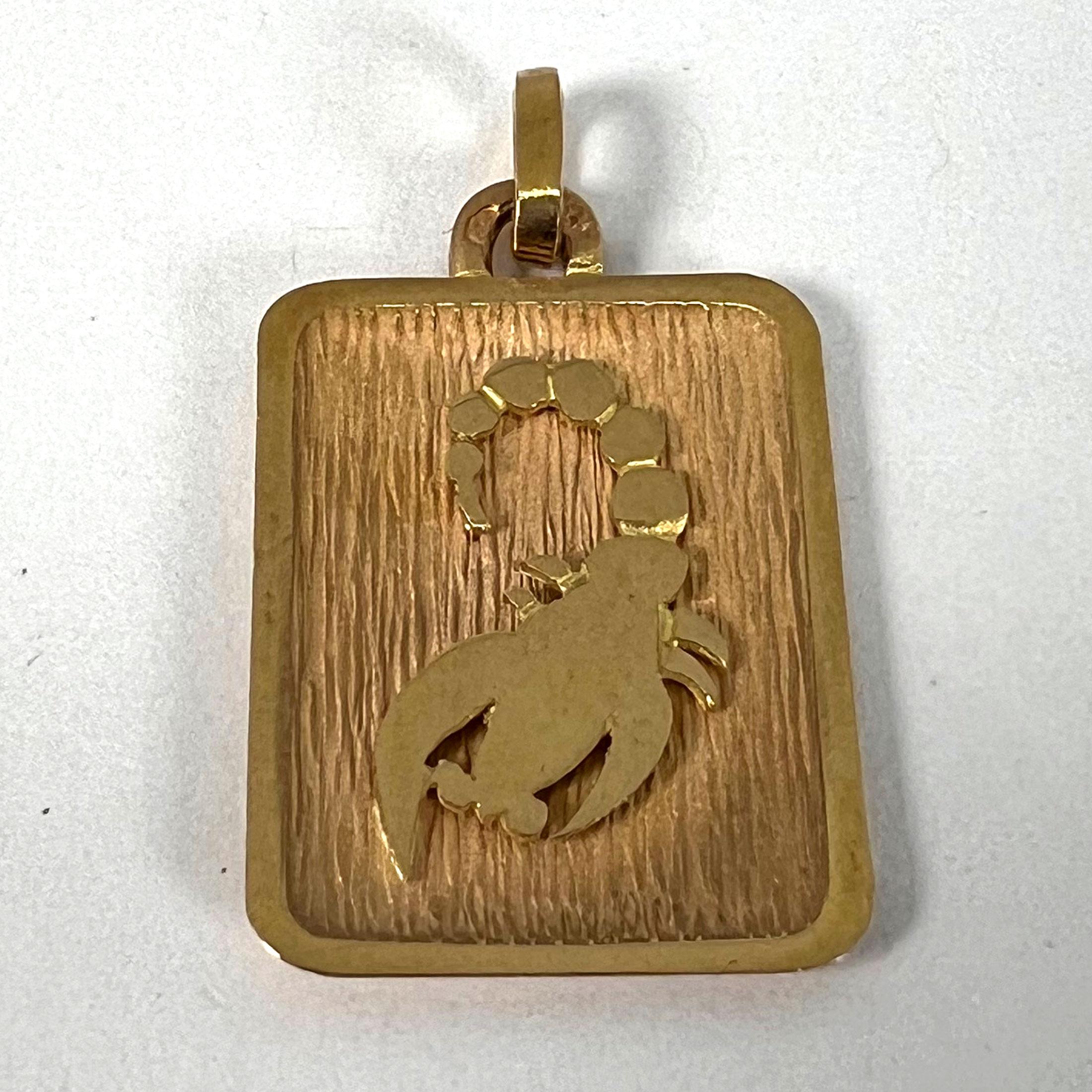French Scorpio Starsign Zodiac 18K Yellow Gold Charm Medal Pendant For Sale 8