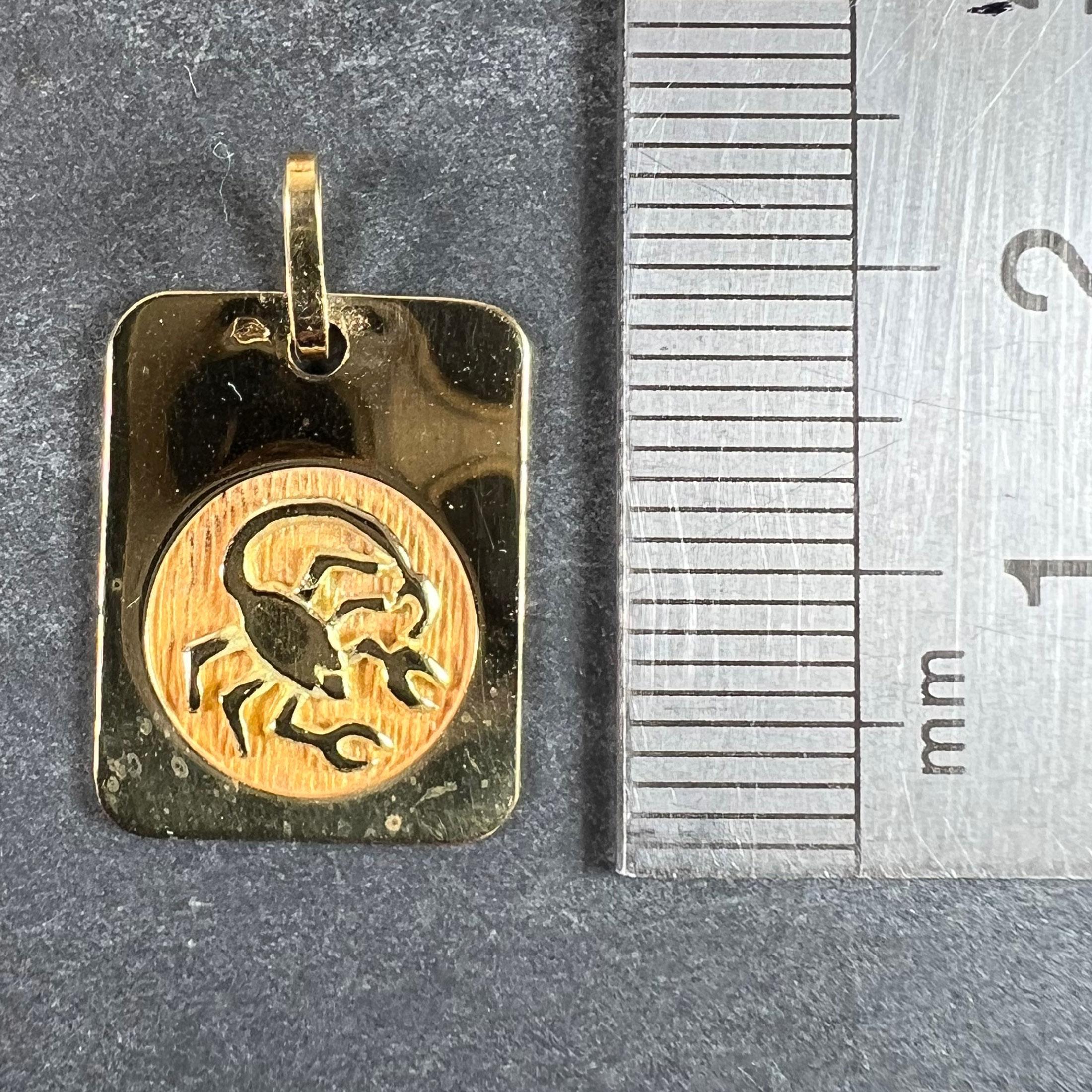 Pendentif médaille à breloques en or jaune 18K signe astrologique du Scorpion français en vente 5