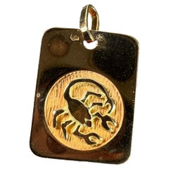 French Scorpio Starsign Zodiac 18K Yellow Gold Charm Medal Pendant