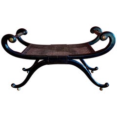 French Scroll Arm Regency Gilt Bench