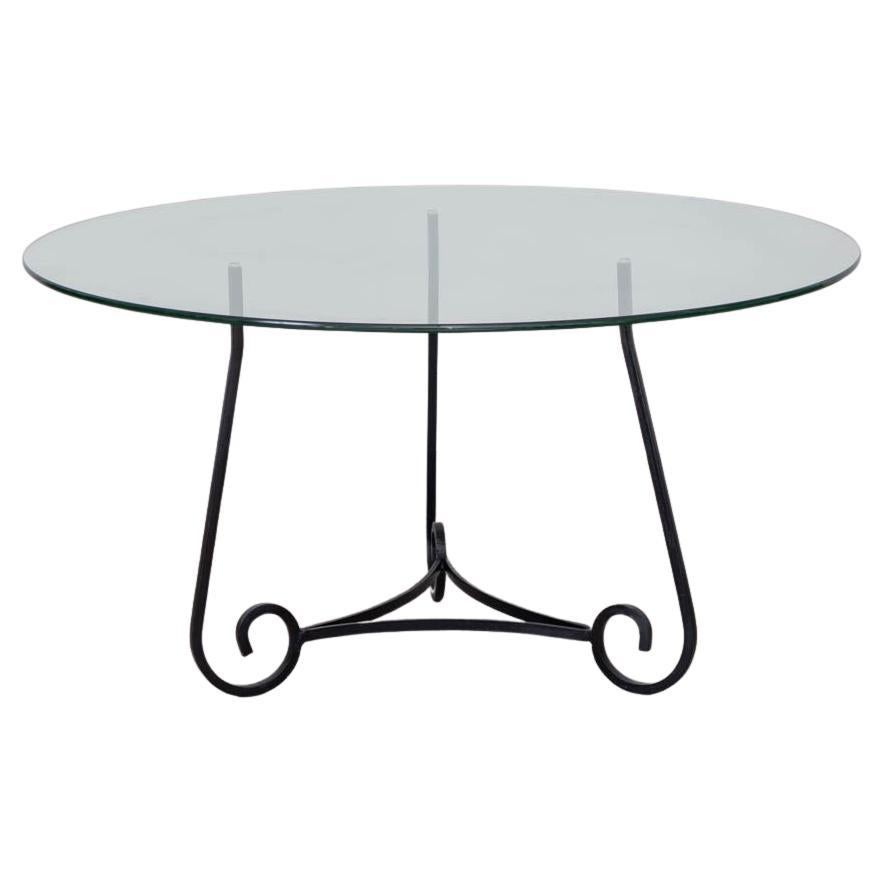 French Scroll Iron and Glass Coffee Table en venta