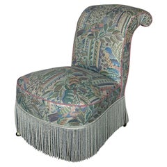 Used French Scrolled Back Napoleon III Slipper Chair with Fringe