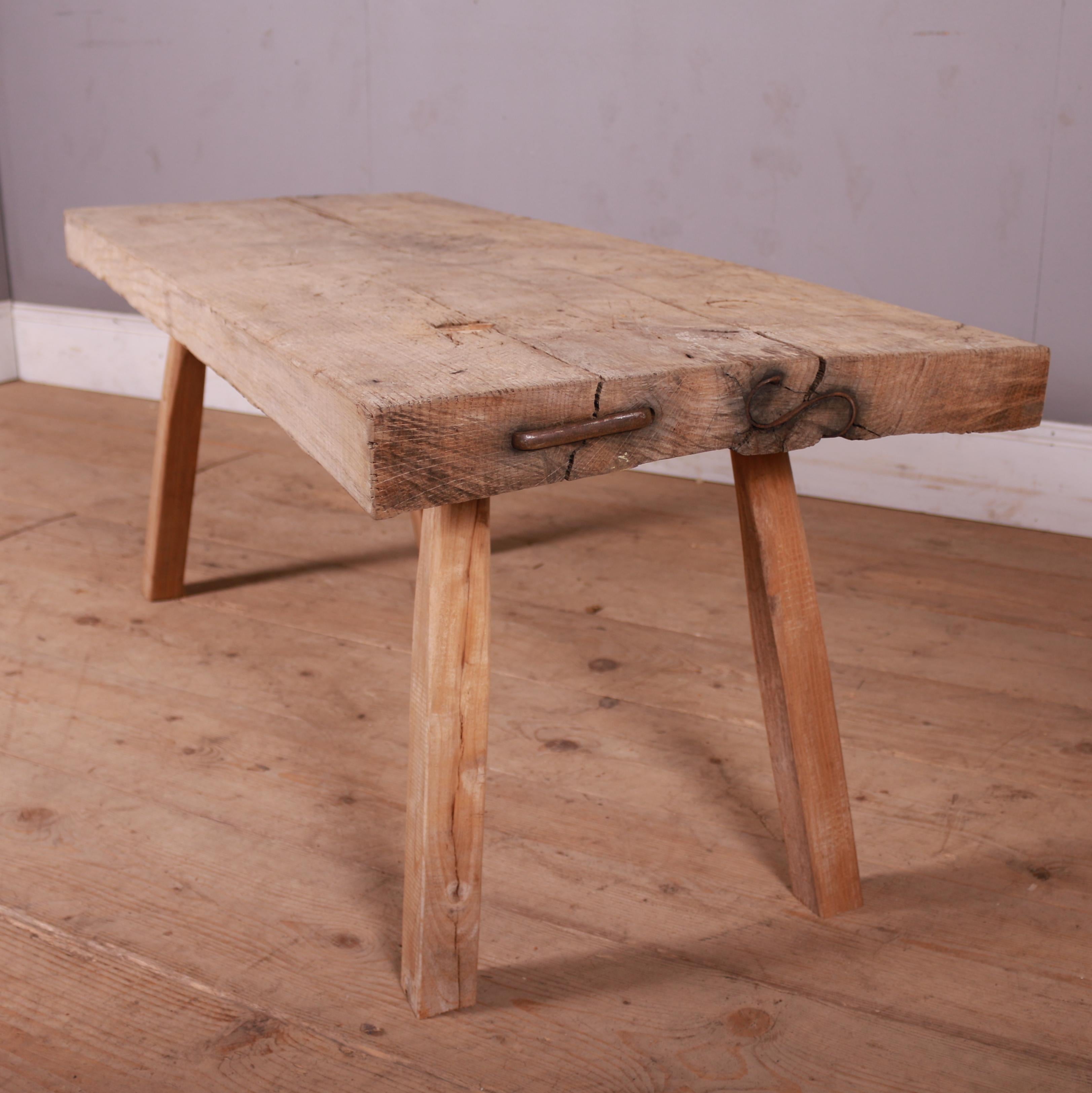 French scrubbed sycamore and elm coffee table. 1880.

Ref: I.

Reference: 7296

Dimensions
52 inches (132 cms) wide
20 inches (51 cms) deep
20 inches (51 cms) high.