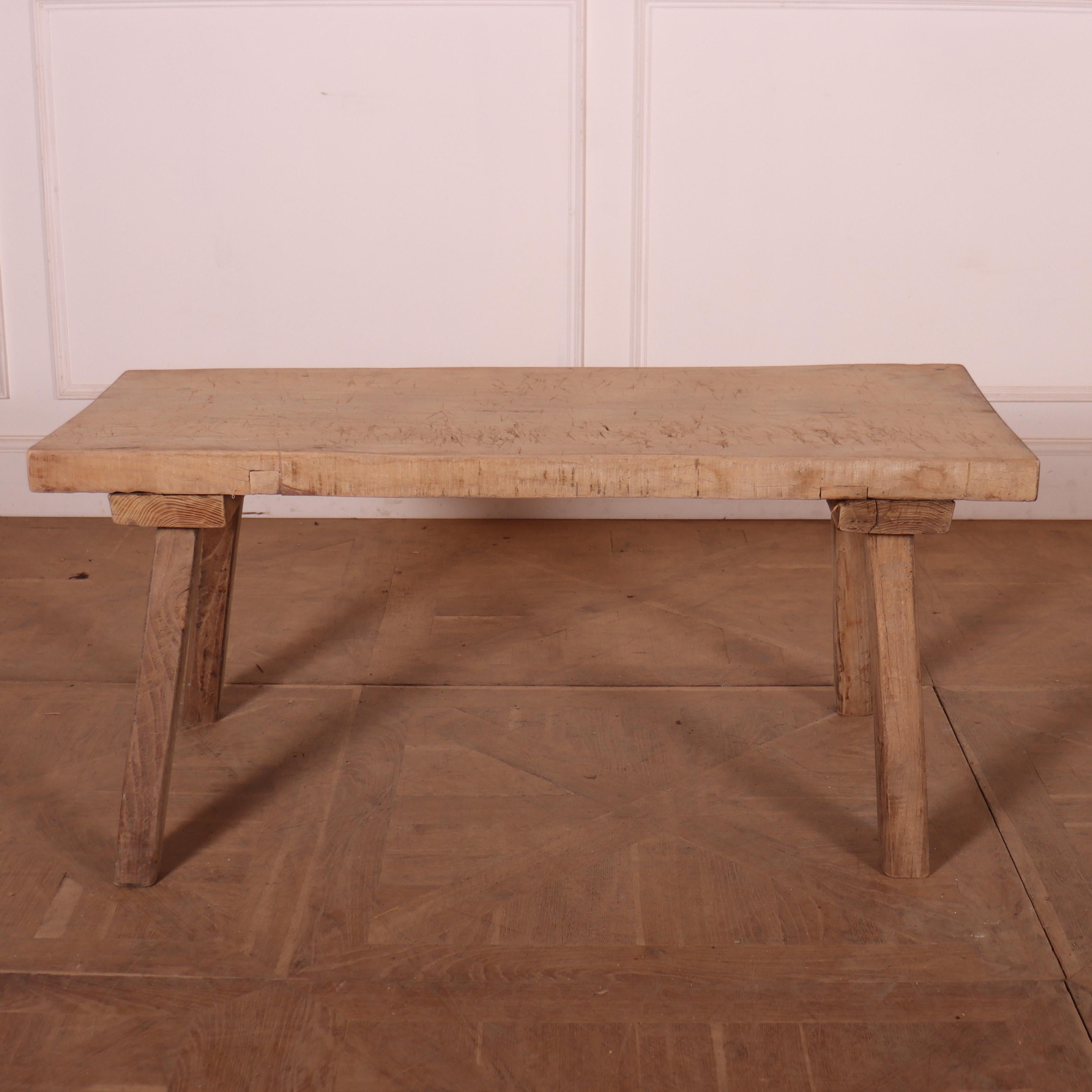 French scrubbed sycamore and elm trestle table. 1880.

Top is 20.5