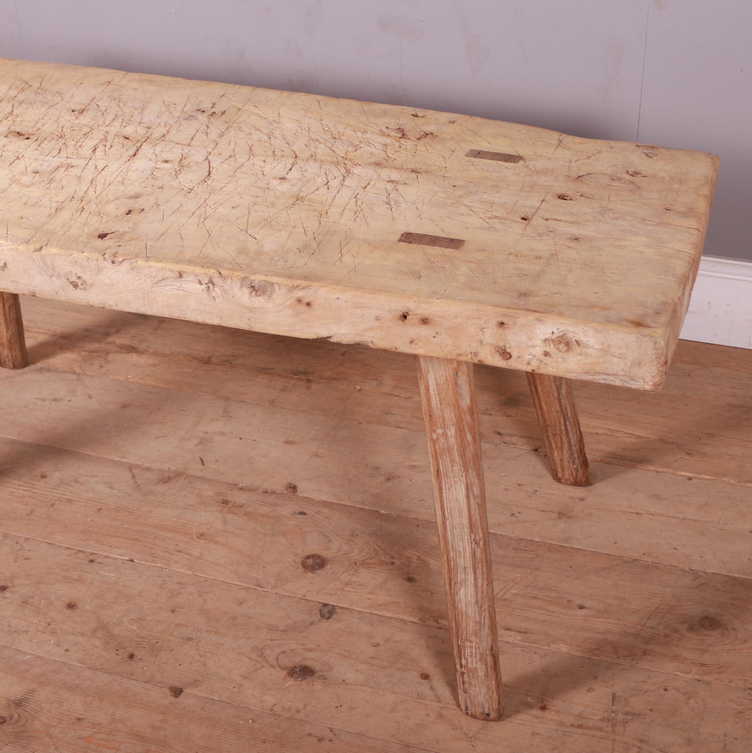 19th Century French Scrubbed Sycamore and Elm Trestle Table For Sale