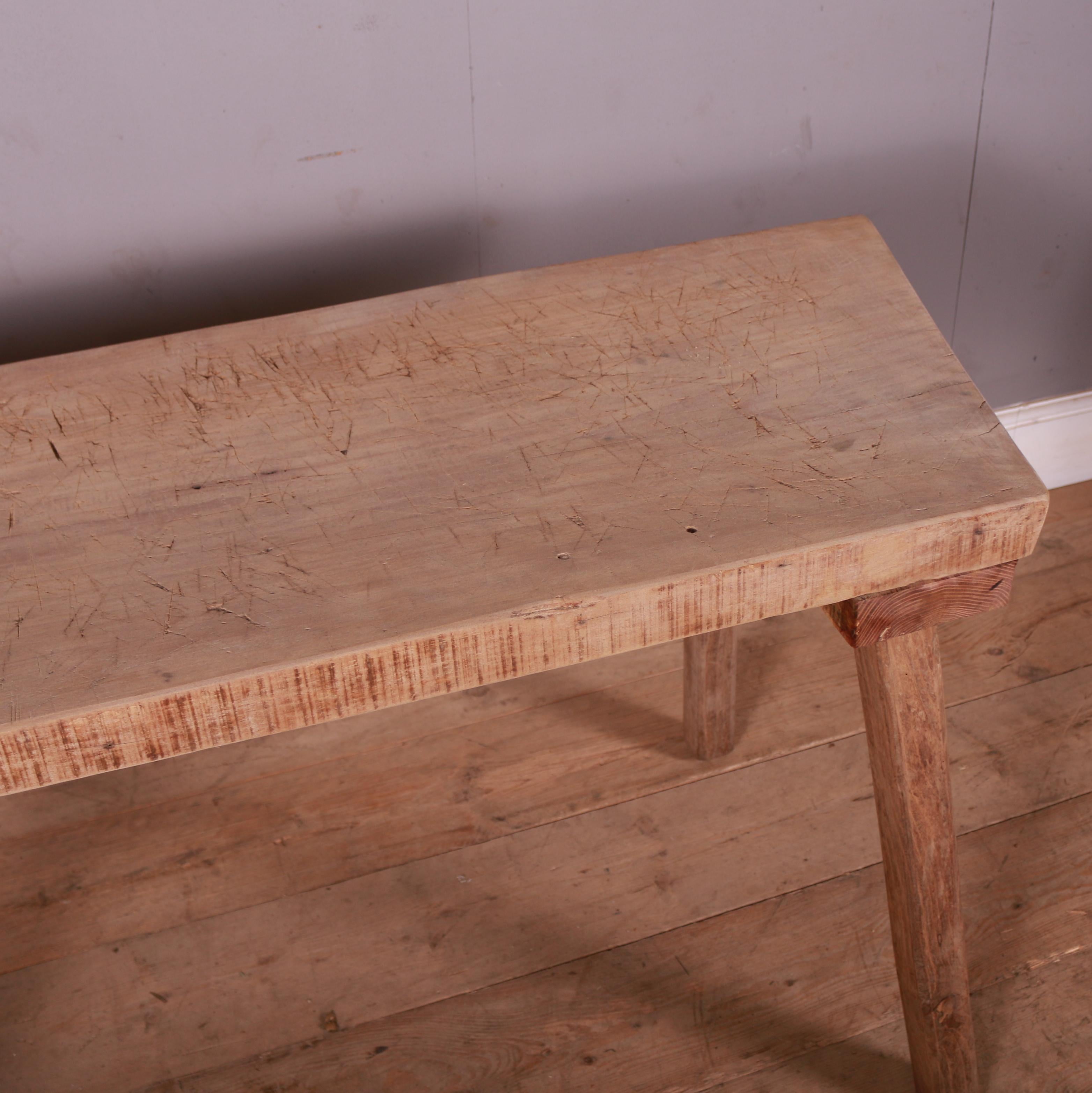 19th Century French Scrubbed Sycamore and Elm Trestle Table