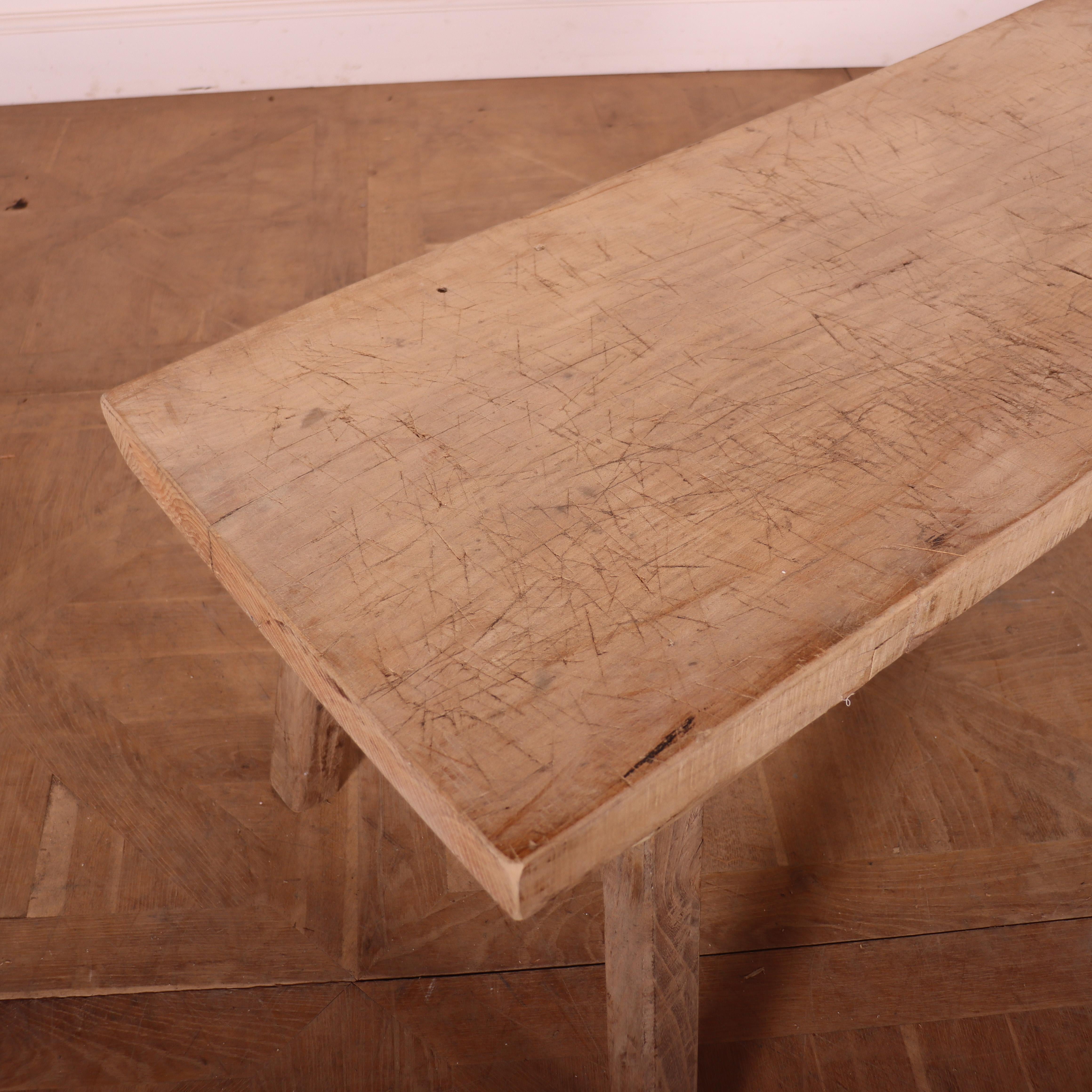 19th Century French Scrubbed Sycamore and Elm Trestle Table For Sale