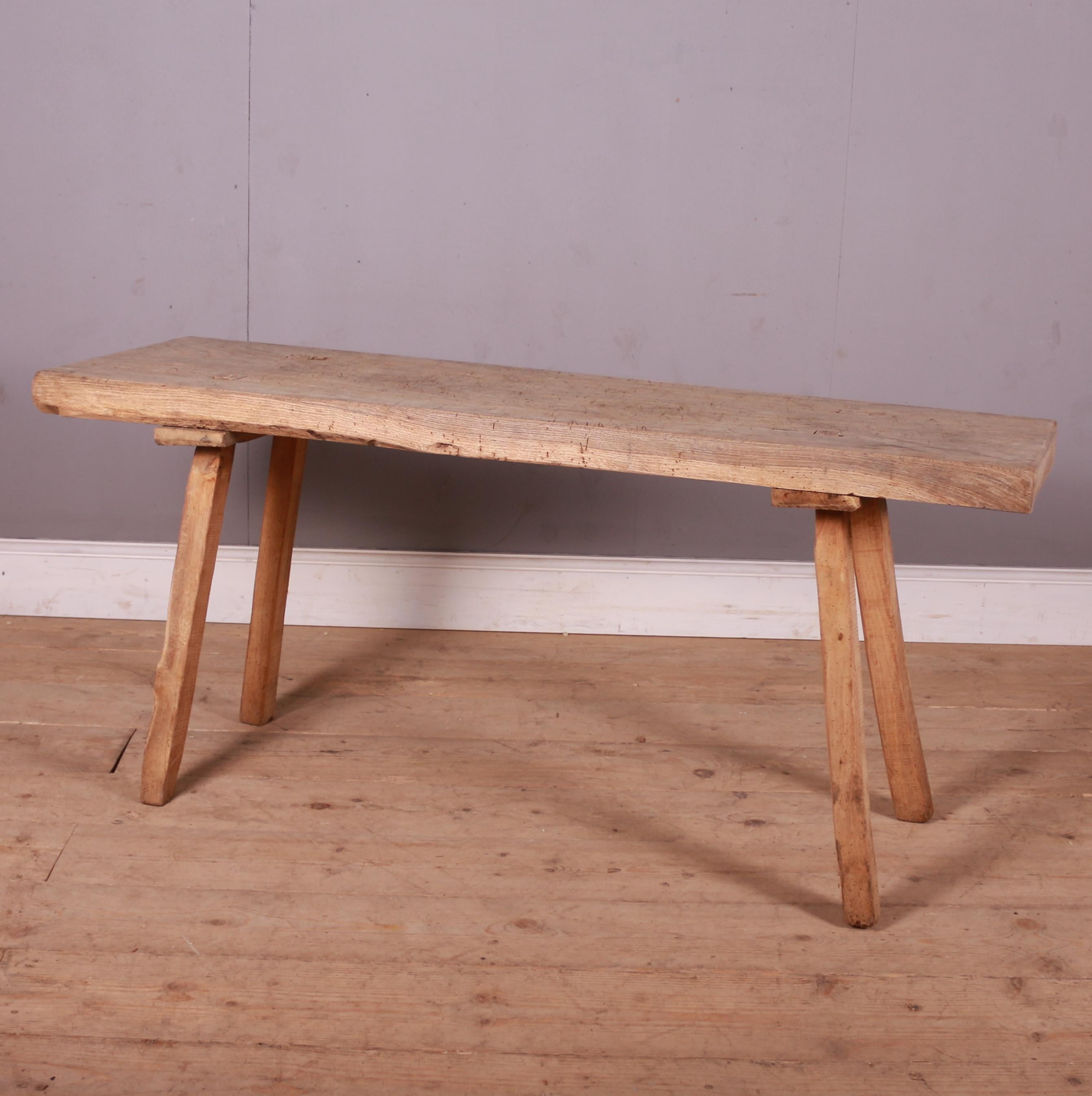 French Scrubbed Sycamore and Elm Trestle Table For Sale 1
