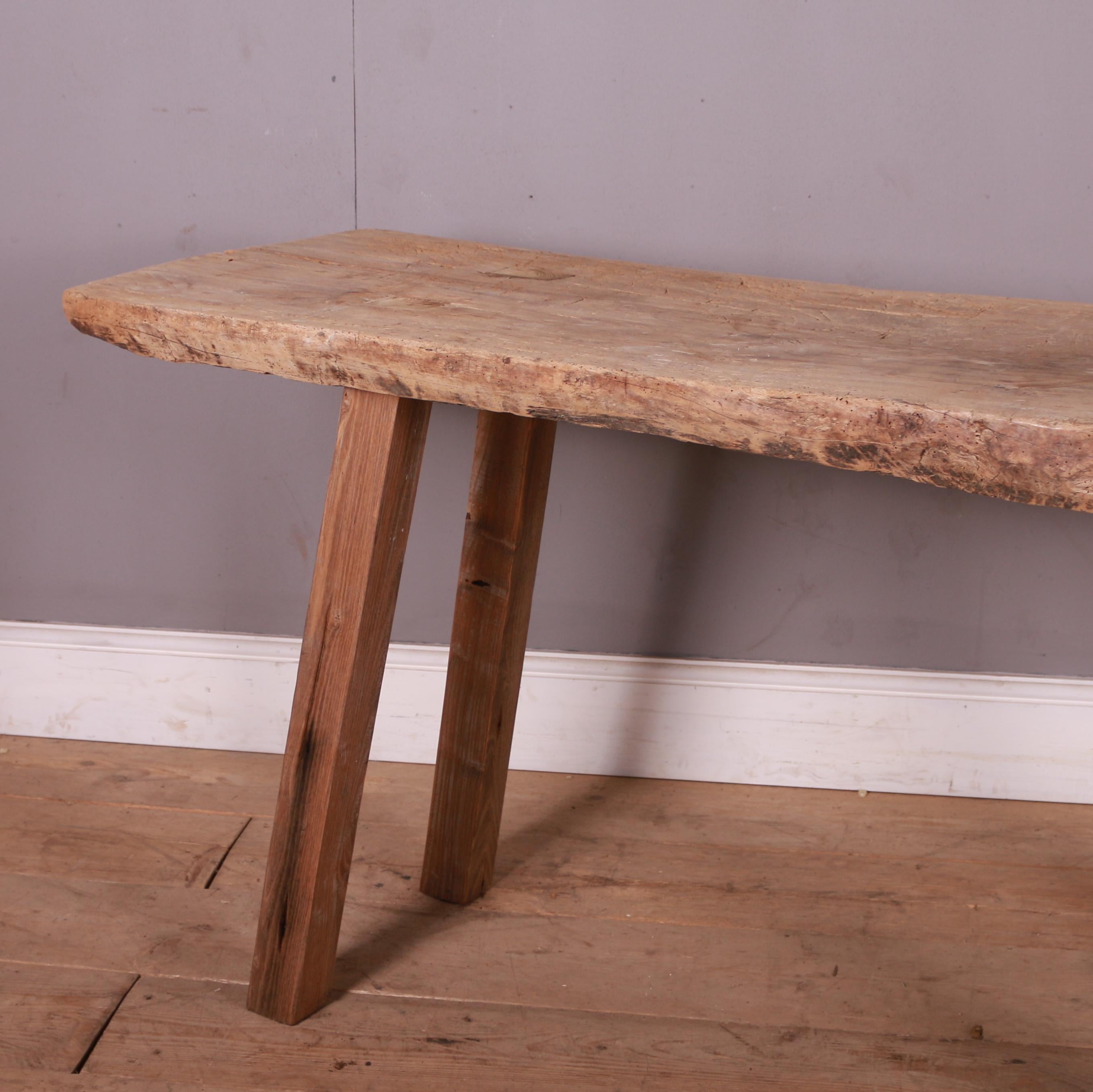 French Scrubbed Sycamore and Elm Trestle Table 1