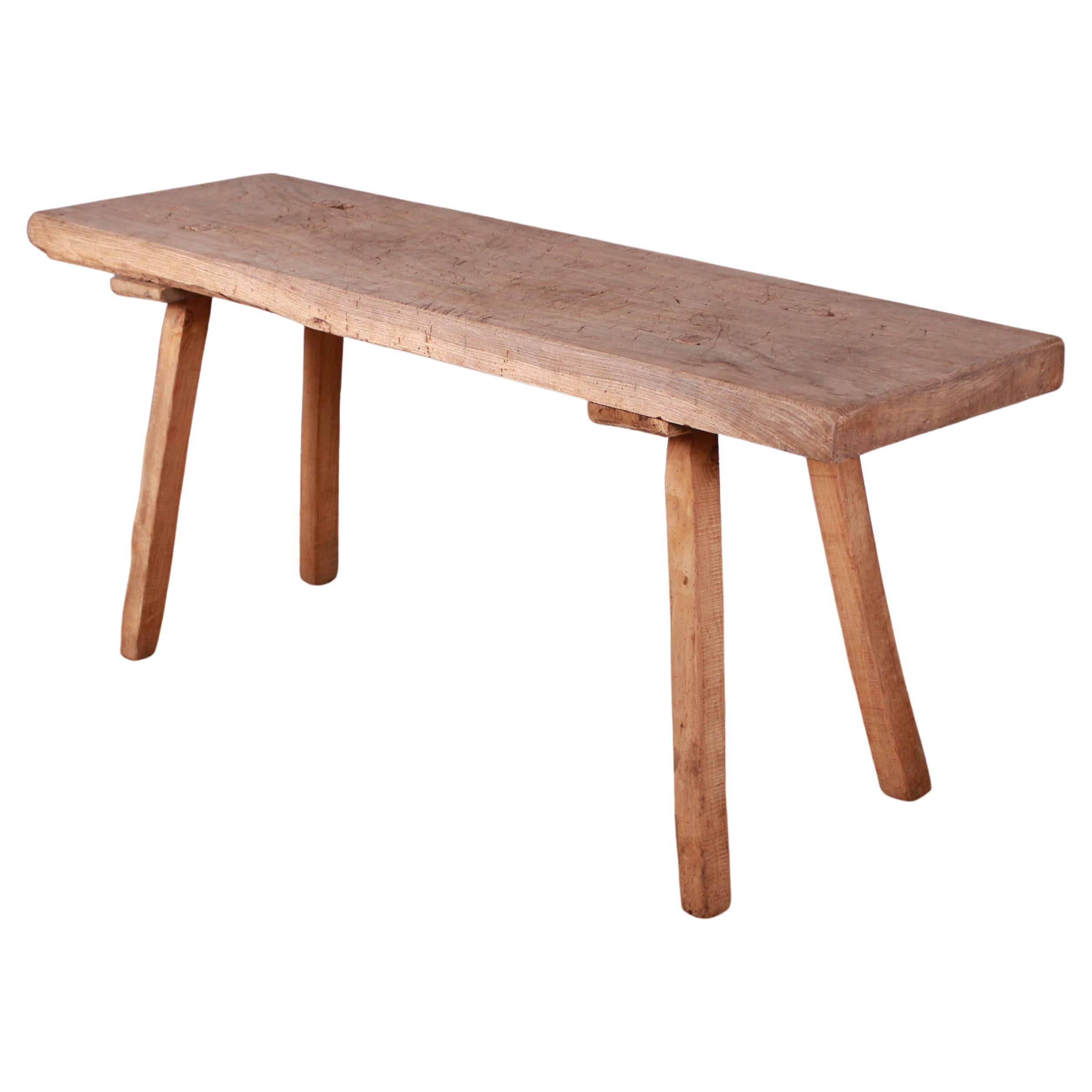 French Scrubbed Sycamore and Elm Trestle Table For Sale