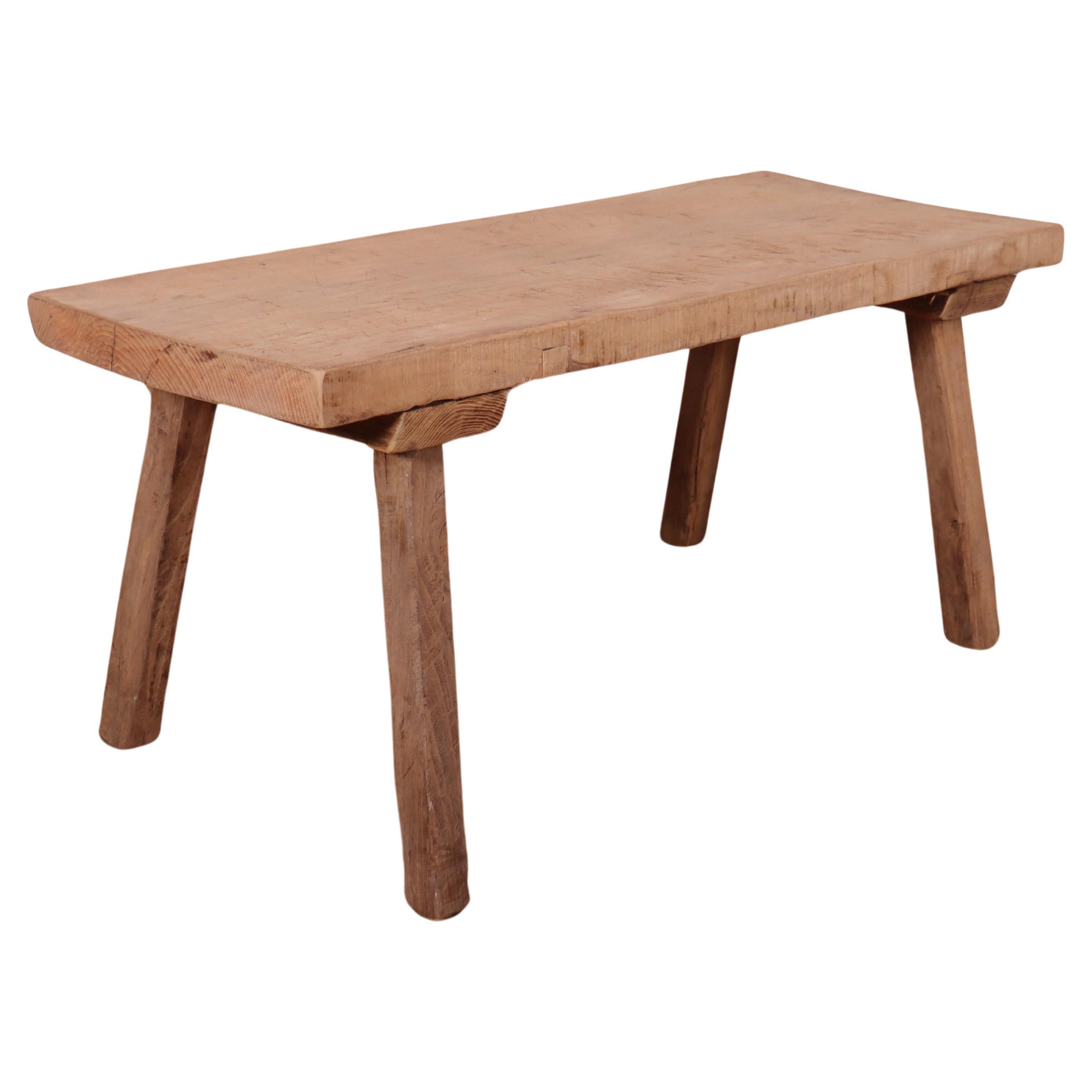 French Scrubbed Sycamore and Elm Trestle Table For Sale