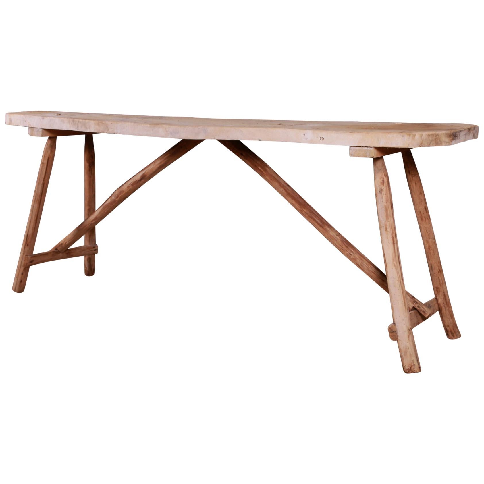French Scrubbed Trestle Table For Sale