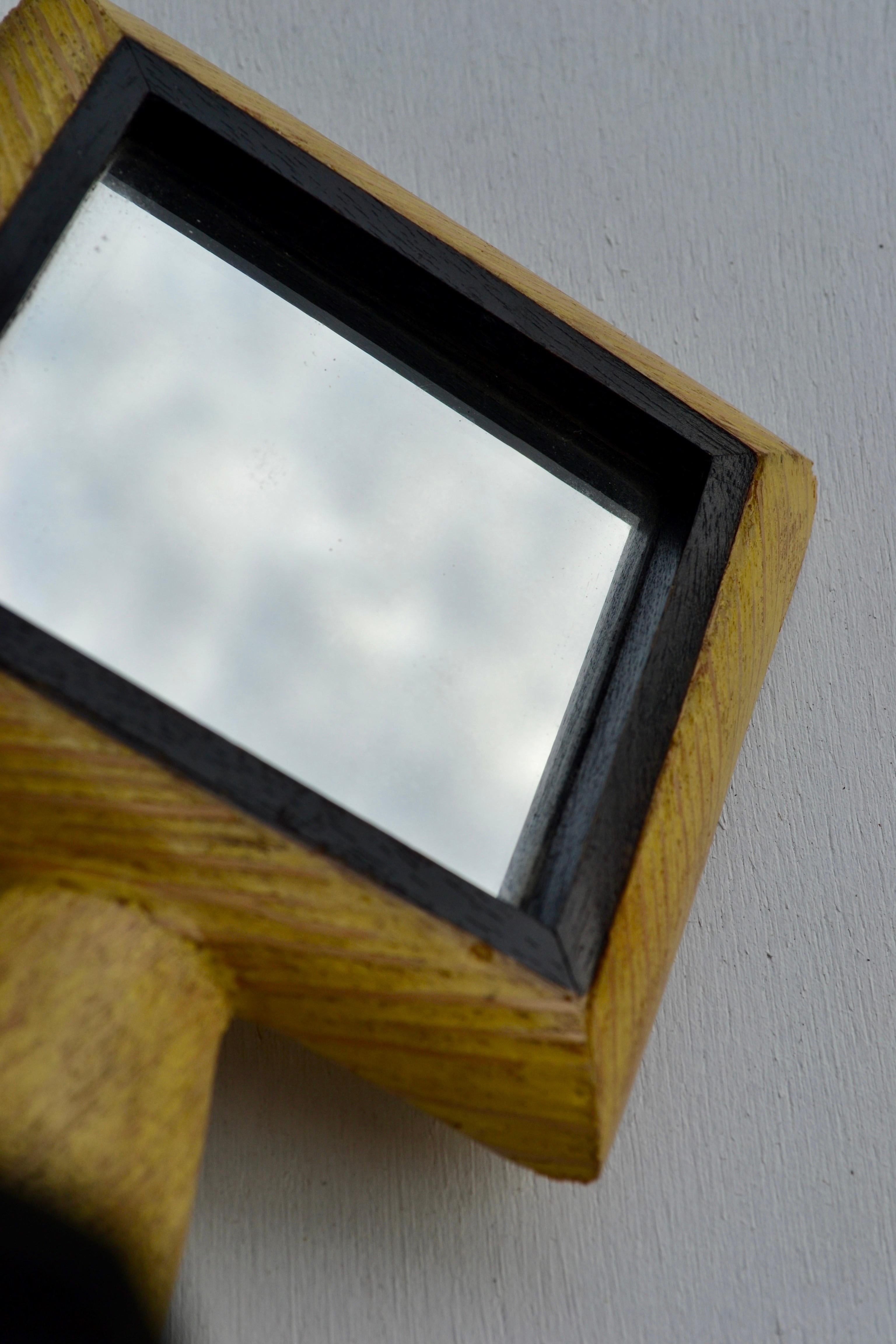 French Sculpted Wooden Hand Mirror, 1950s For Sale 7