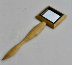 French Sculpted Wooden Hand Mirror, 1950s