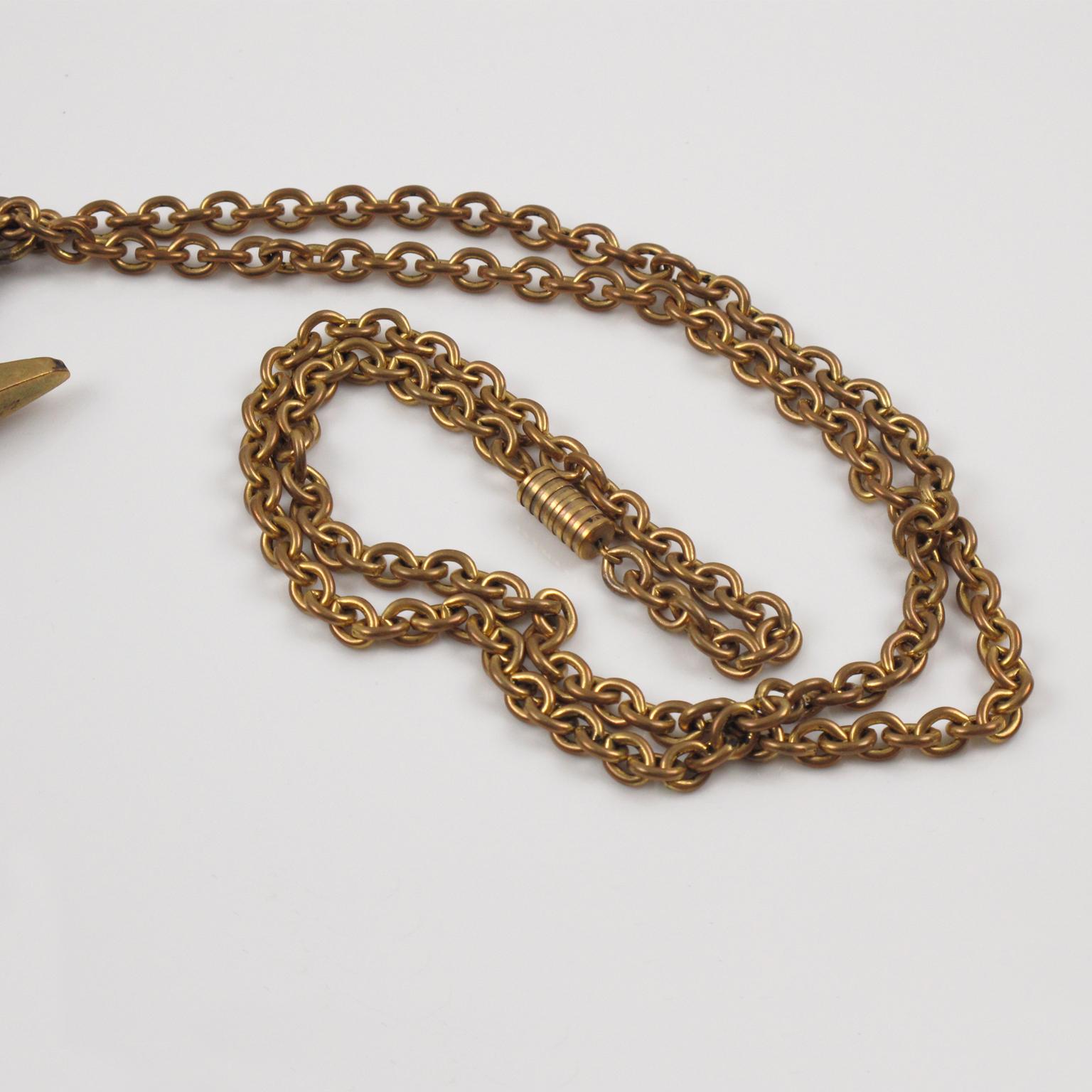 Collier pendentif du sculpteur français Henri Nogaret en bronze brutaliste du milieu du siècle dernier en vente 4