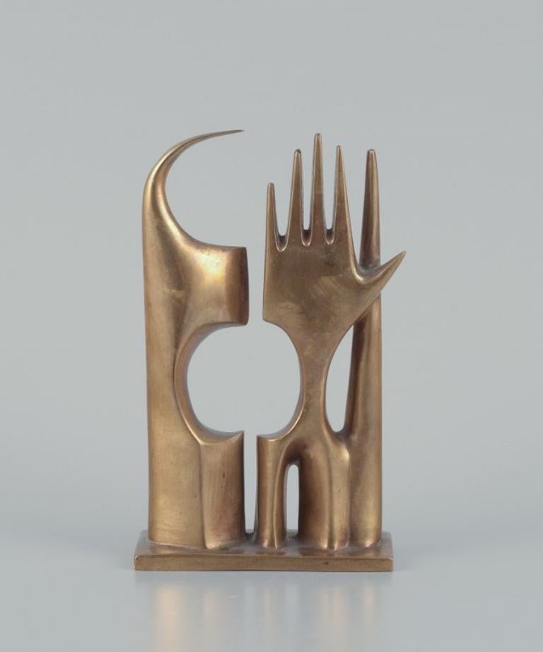 Modern French sculptor, modernist bronze sculpture, solid bronze.  1960s/70s.  For Sale