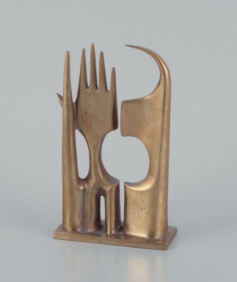 Sculpteur français, sculpture moderniste en bronze, bronze massif.  Années 1960/70.  Excellent état - En vente à Copenhagen, DK