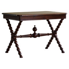 French Sculptural Baroque Style Desk in Stained Pine, Early 20th Century