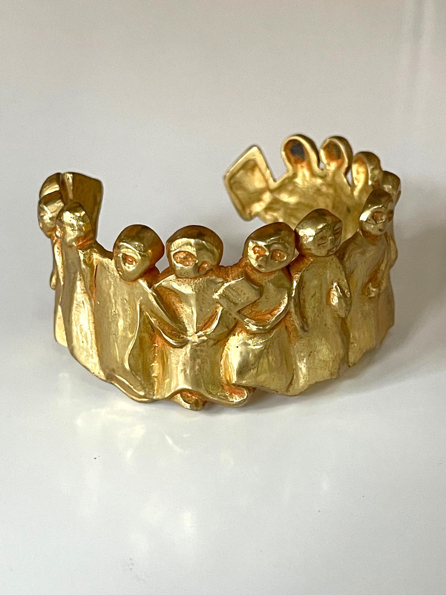 A gilt bronze bracelet by Line Vautrin (1913-1997), circa 1945-46. The design is known as 